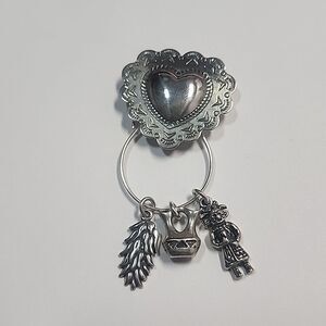 Carolyn Pollack Relios 925 Sterling Silver Heart Charm Holder Pendant, 10.2g